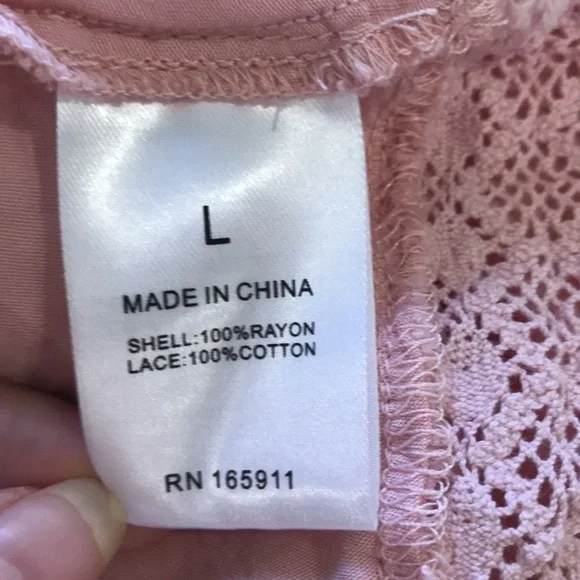 Grace + Karma ruffle crochet babydoll bohemian shirt size L loose fit pink - Picture 11 of 11